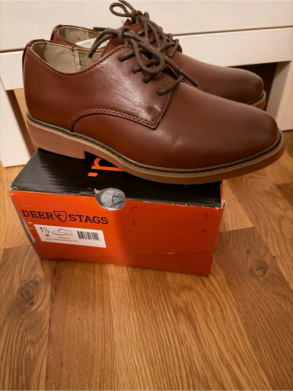Deer Stags Boys' Brown Lace-Up Dress Shoes